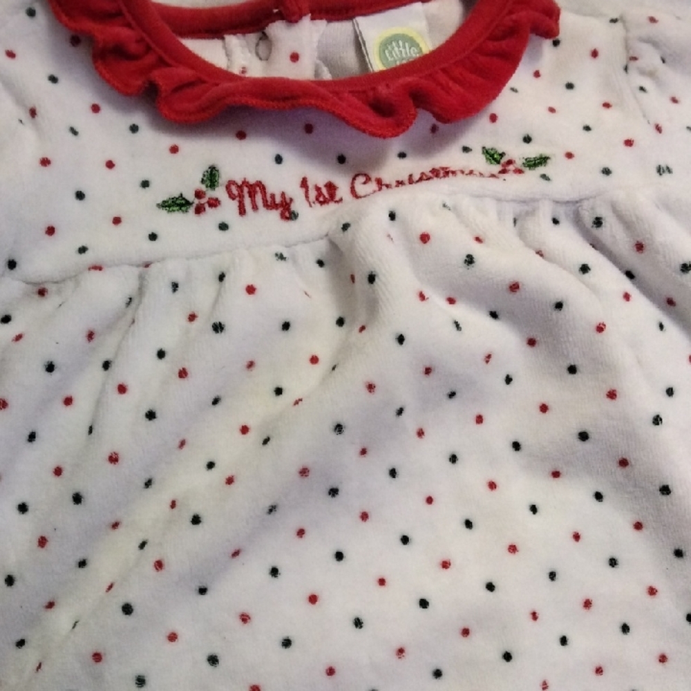 White Polka Dot Christmas Baby Dress
